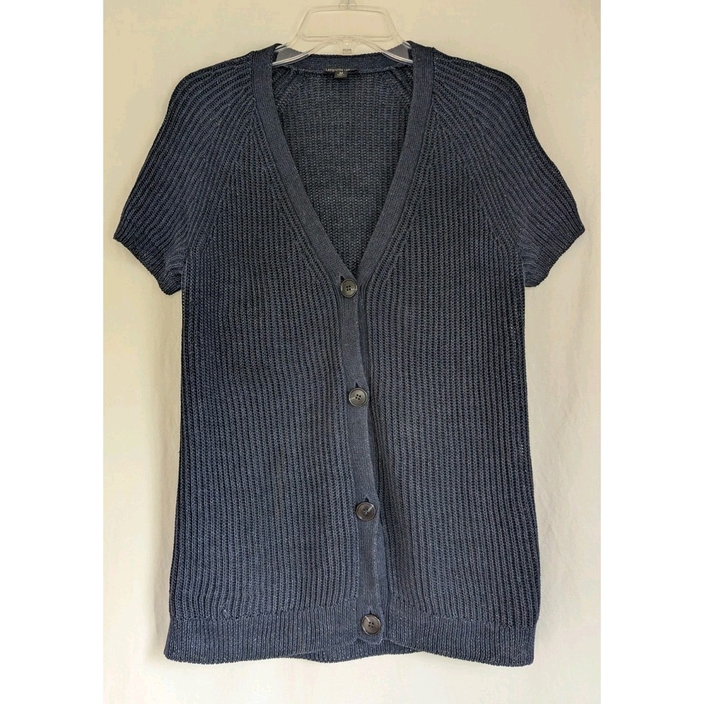 Lafayette 148 NY Women's Blue Vest Sz M  Linen Cotton Buttons